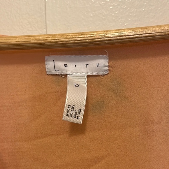 Leith Orange Peplum Blouse with Notched Collar and Long Sleeves - Picture 7 of 9